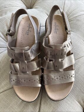 Clarks Metallic Bronze Multi-Strap Comfort Sandals